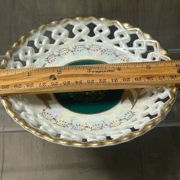 Vintage Royal Sealy China Japan Iridescent Green w/ Gold Trim Cup & Saucer Set - Picture 5 of 8